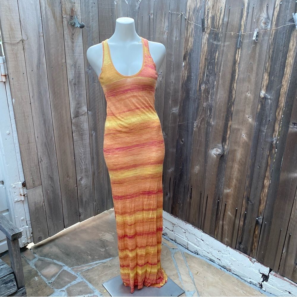 Zadig & Voltaire vintage Vibrant Orange Knit sheet maxi dress size medium - Picture 2 of 14